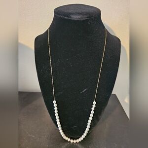 Delicate Pearl Necklace In 14K Yellow Gold